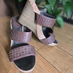 A.N.A. Brown Studded Wedges